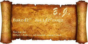 Bakró Juliánusz névjegykártya